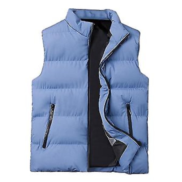 Mænds Letvægts Foldbar Dun Veste Uden Ærmer Quiltet Slank Puffer Vest (L Blå)