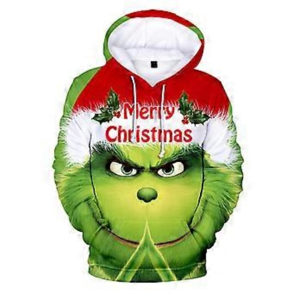 Herrar & Damers Jul Grinch 3D Tryckt Hoodie Långärmad Huvtröja Pullover Jumper Hoody Lös Jul Toppar Present (2XL E)