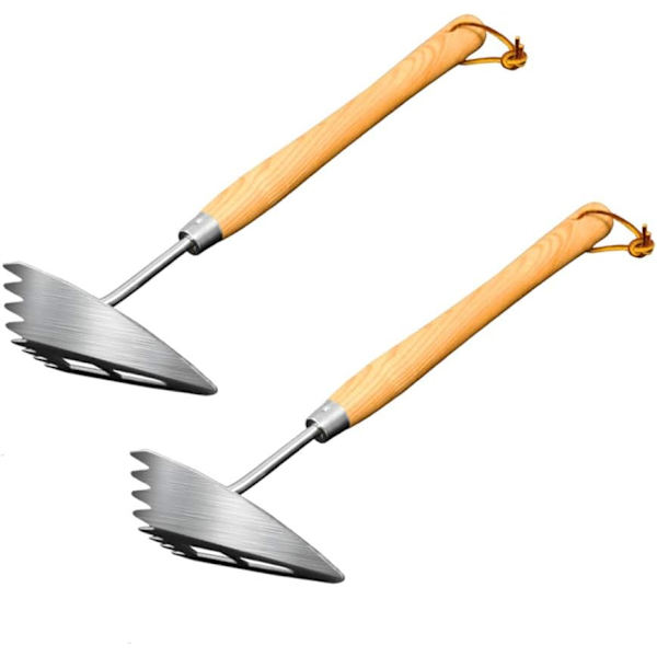 2 Premium Trekant-Hacke med Rustfrit Stål Blad Træhåndtag