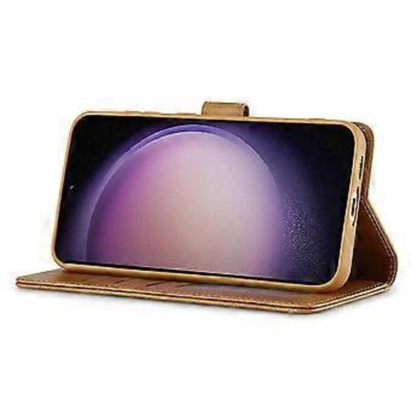 LC.IMEEKE Samsung Galaxy A56 5G -kotelo vasikannahkajäljitelmällä PU-nahkaa, jalustalla ja lompakolla - Keltainen (Keltainen)