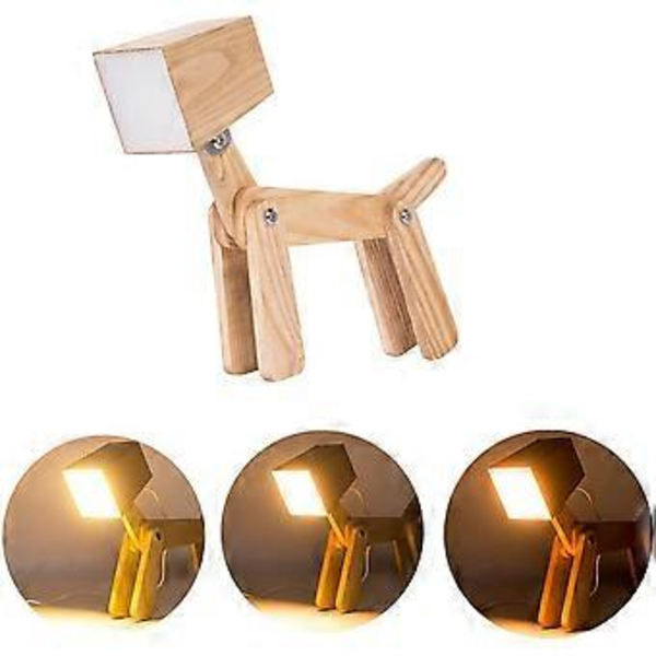 Modern design träskrivbordslampa LED djur hundlampa dimmer bordslampa belysning för barn pojkar vardagsrum sovrum sänglampa