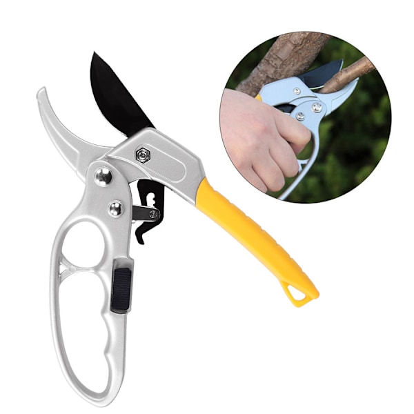 Hagesaks 20,5 cm, hagesaks med gummihåndtak for kutting av stilker og grener - 20 mm, gul
