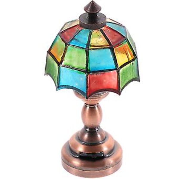 1/12 Minihus Miniature Paraplyformet Lampskærm LED Bordlampe Lys