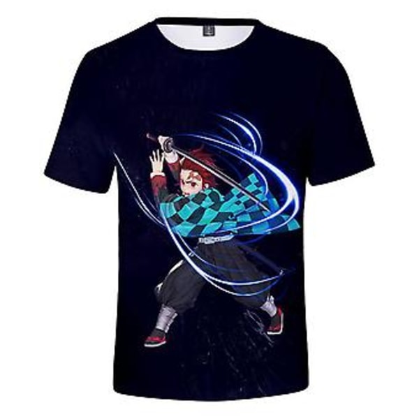 Demon Slayer Anime Trykk T-skjorter Kvinner Menn Sommer Casual Rundhals Tee Topper Gaver For Fans (XL B)