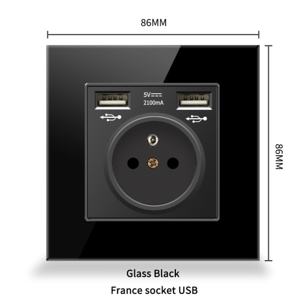 Fransk uttagspanel Typ-c+USB16A Typ 86, antal uttag: 2 timmar