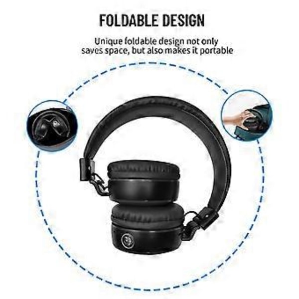 Trådløse Bluetooth-hodetelefoner Over Øret Med Lys Og Mikrofon 8 Timer Brukstid Sammenleggbart Headset (Svart)