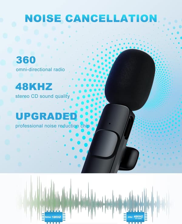 Trådlös lavaliermikrofon för iPhone iPad, Mini Smartphone Mic