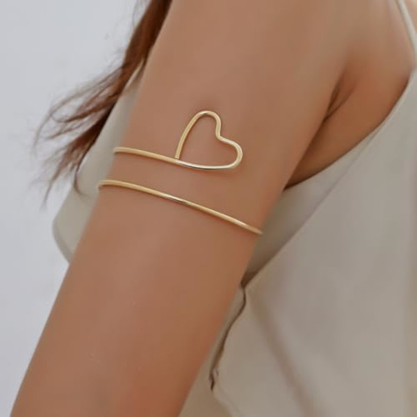 Guld Arm Cuff Smycken för Kvinnor Öppen Justerbar Övre Arm Cuff Delikat Arm Armband Fjäril Kärlek Halvmåne Arm Cuff Je