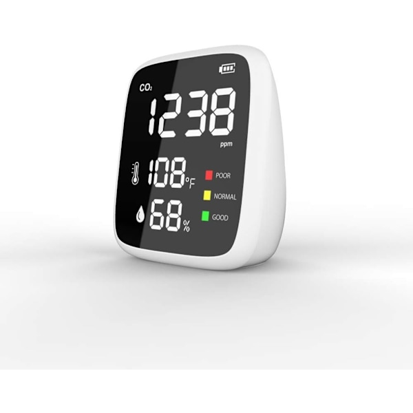Mini CO2-detektor (Hvit & Svart) Bærbar CO2-måler 400-5000 ppm