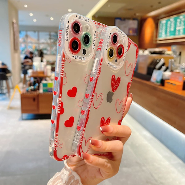 INS-stil Transparent Skal med Hjärta för iPhone 13 Pro Max 6.7 tum