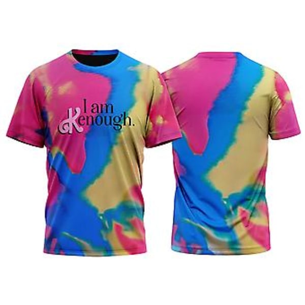 I Am Kenough T-skjorter, Dame Herre Unisex Par Trendy Tie Dye Korte Ermer Avslappede Topper Fans Gaver (XL)