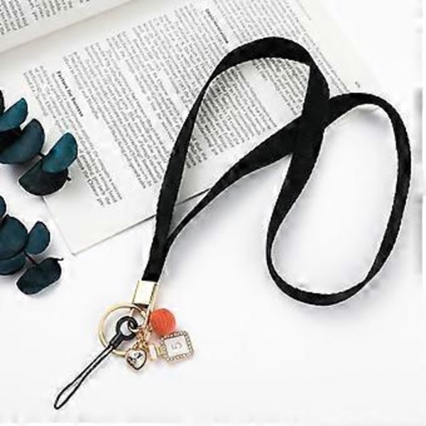 Mobiltelefon Lanyard Halsrem Bollhänge Flätad Kedjehållare - Svart (Svart)