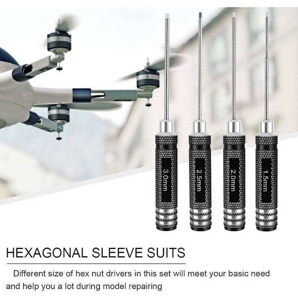 4 stk. letvægts titanium nitrid-belagt unbrakonøglesæt, RC helikopter