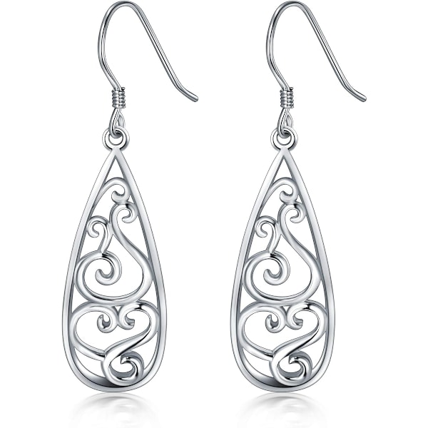 Solid 18K Gold Over 925 Sterling Silver Dangle Earrings, Lightweight Filigree Teardrop Earrings/Silver Earrings, Gold Ea