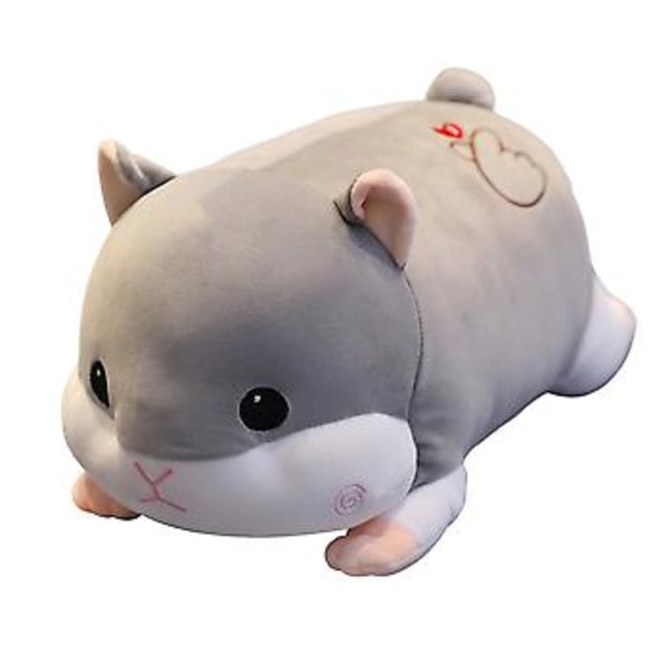 Söt tecknad hamster/gris plyschleksak bekväm bomullsgosedjur för soffa bilkudde (50cm hamster grå)