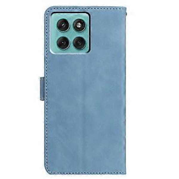 Fodral för Motorola Edge 60 Fusion 5G, fjärils- och blomstermönstrat PU-läder plånboksfodral med stativ (Himmelsblå)