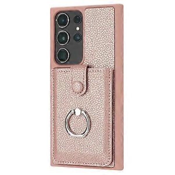 Skal för Samsung Galaxy S23 Ultra Ritningsdesign Kortfack Läder Baksida med Ringstöd (Stil A)