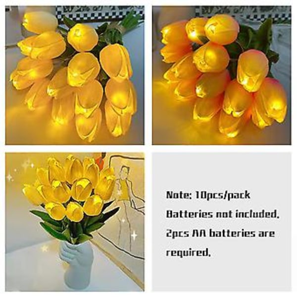 Blitsende LED-lys Stue Hage Hjemmedekor 10 stk Nytt Ornament PVC Tulipaner Hotell Soverom Sengerand Bryllup Bankett Gave ( )
