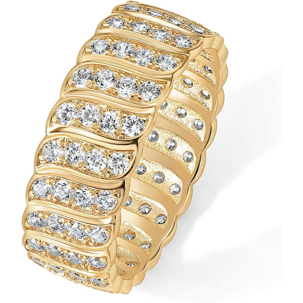 Forgyldt chunky ring | Cubic Zirconia stablebare ringe | Chunky bred ring til kvinder