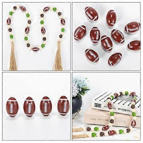 50 st Smyckestillverkning Amerikansk Fotboll Pärlor Trä Sport Pärlor för DIY Armband Halsband