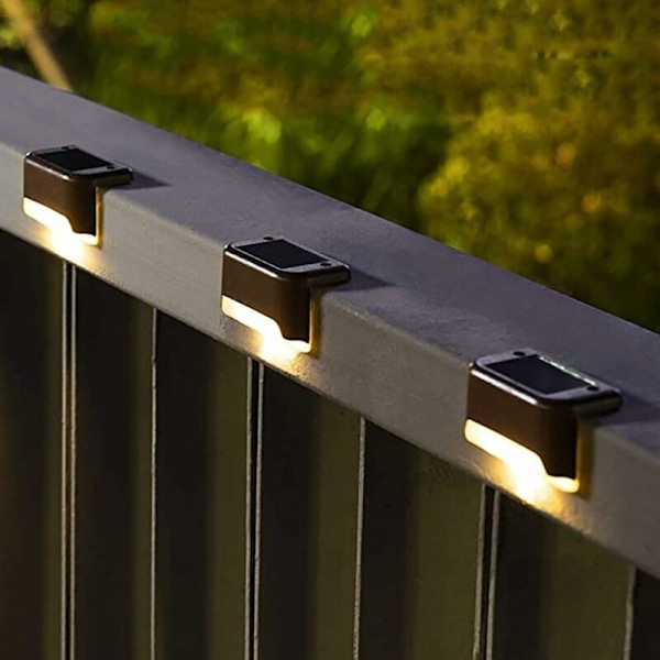 4-pak utendørs solcellelamper, vanntette LED-lamper for utendørs gjerde, trapp, terrasse, hage