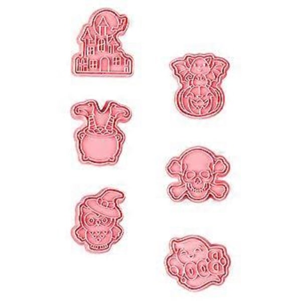 6 st Halloween-tema formar, söta kakformar godisformar DIY-formar (Rosa)