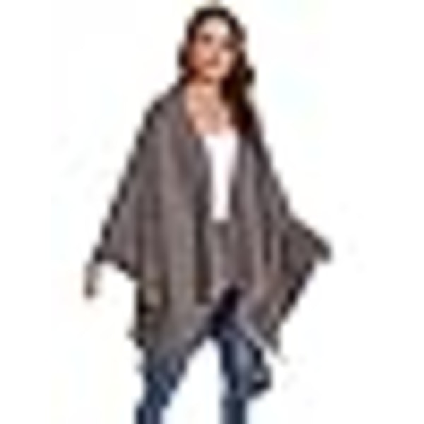 Poncho Dame Vinter Varmt Elegant Poncho Teppe Poncho Kappe Strikket Poncho Frakk Vinter Poncho Sjal Kvinne Gave til Bursdag Jul