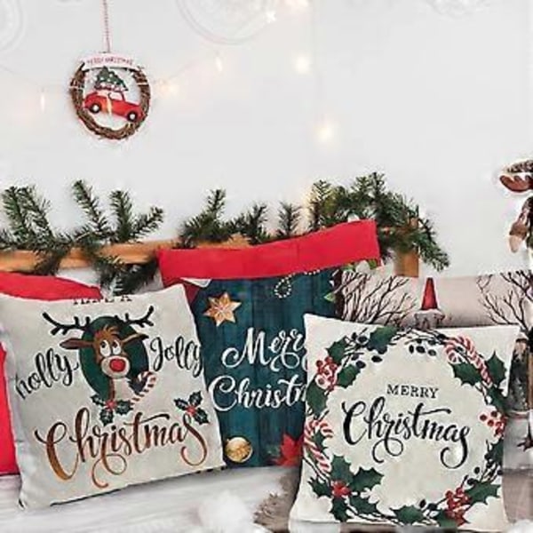 SZTXJ 4 stk. Juleputetrekk, Juleputetrekkpute, Juleputetrekk, Juledekorasjonsputetrekk, Juledekorasjon