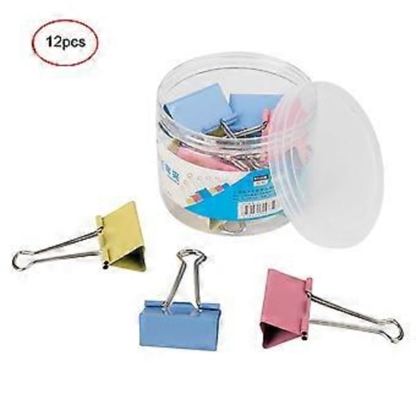 12 stk. Flerfarvet Papir Organizer Metal Lang Hale Klemme Fil Svalehaleklips Kontorartikler (51 mm)