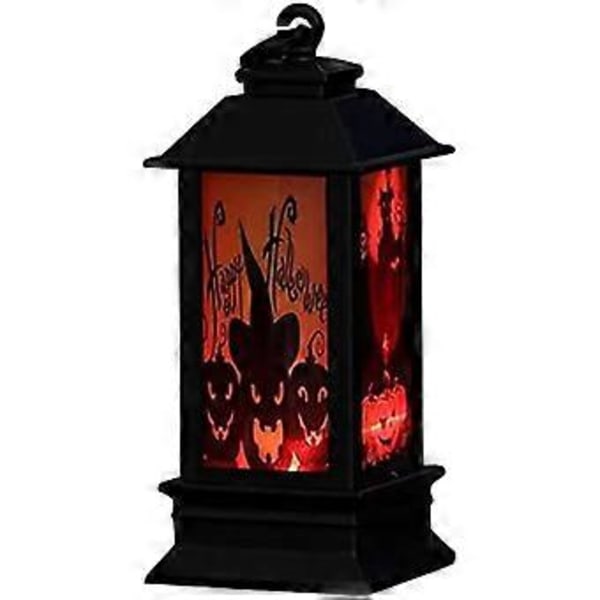 JZENZERO Halloween-teemainen LED-kynttilävalo Retro Nelikulmainen Lyhty Riippuva Liekitön Kynttilälamppu Koriste Kotiin Puutarhaan Pihalle