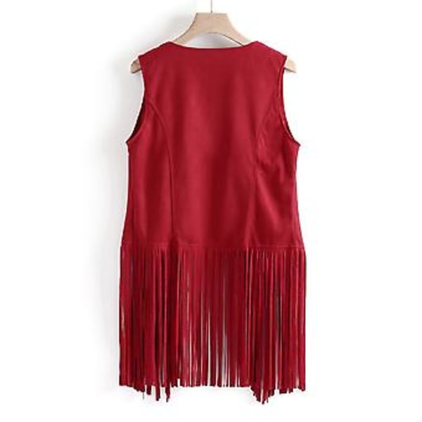 Naisten Rintamuksinen Liivi 70-luvun 1970-luvun Vintage Hippi Tekosametti Raita Takki Kardigan (2XL Punainen)