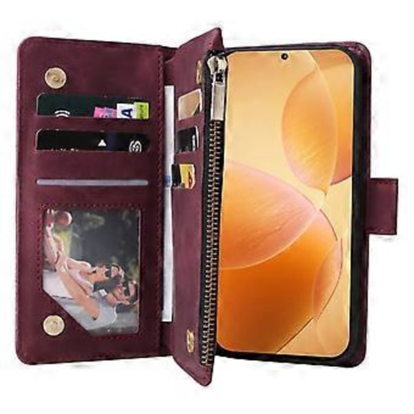 Til Xiaomi 14T Pro Etui Lynlås Pung Flere Kortpladser Læder Telefon Cover (Style D)