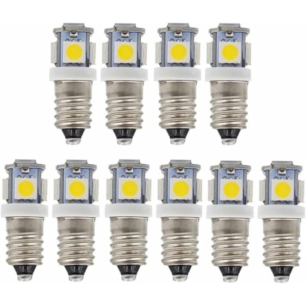 E10 LED-lampor 12V Cool White 5SMD 0,5W (Cool White, 12V) Förpackning med