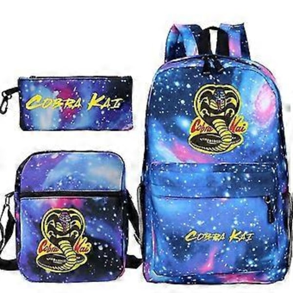 3-delt sett Cobra Kai Ryggsekk Skolevesker Casual Bagpacks Trykte Sekker For Tenåringer Jenter Gutter Reisevesker (19)