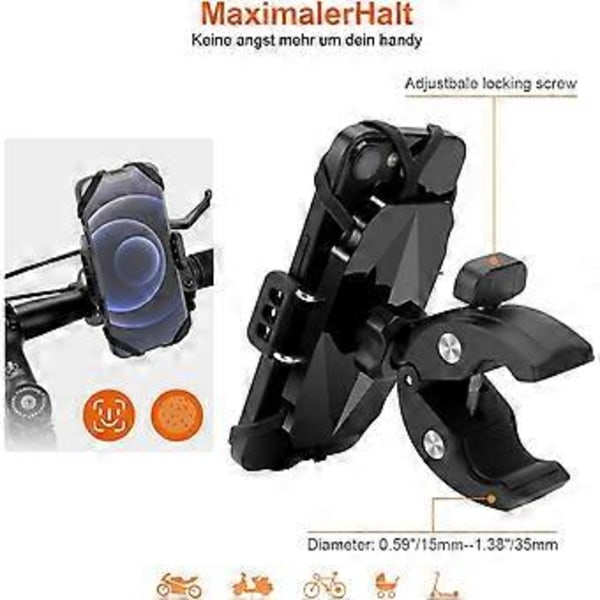 SZTXJ Sykkeltelefonholder Universal 360 Justerbart Feste for iPhone 14PM 13P 12PM Mini 11PM Samsung S10 S9, 3,5-7,2 Tommers Smarttelefon