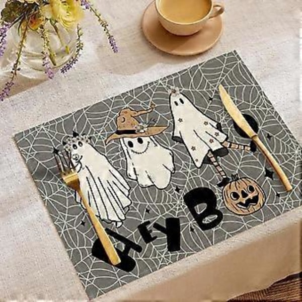 Halloween Pellavaiset Pöytätabletit Karkki vai Kepponen Sarjan Yhdistelmä Pöytämatot Ravintola Juhlakoristeet Astiasto Eristystyynyt (YMCD-46)