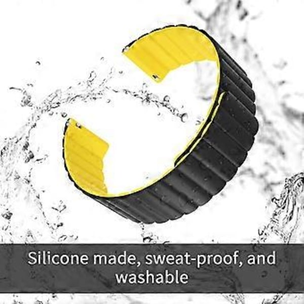 Magneettinen ranneke, silikoninen ranneke pikalukituksella älykelloille 22mm Galaxy Watch 42mm 46mm Gear S2 S3 Classic Frontier Active 2 (Musta)