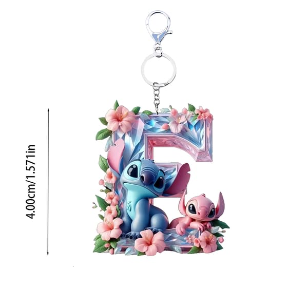 Stitch \"D\" Akryl Nøglering, Par Nøglering