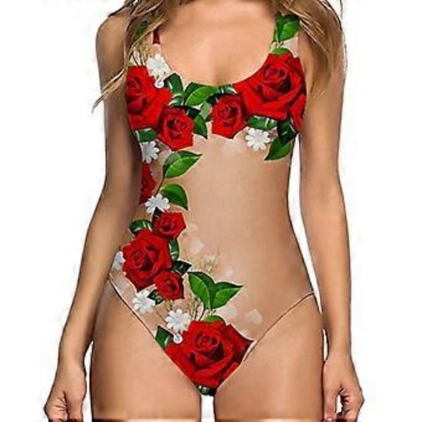2023 NYHET DAME Badedrakt Hel Drakt Galaxy Taco Cat Magekontroll Badedrakt Strandklær Bikini Monokini (XL Rød Grønn)