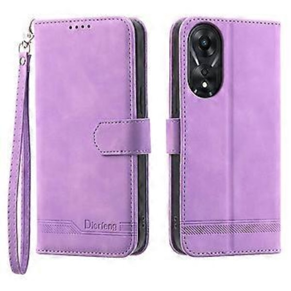 DIERFENG DF-03 til Oppo A78 5G Læder Telefon Cover Linjer Prægning Cover med Støttefod og Wallet (Style A)