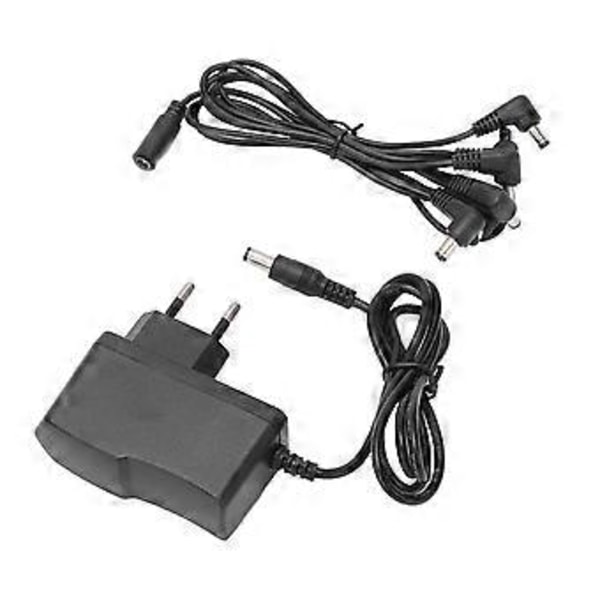 Gitarr Effektpedal Strömförsörjning Adapter 6-vägs Daisy Chain Kabel EU-kontakt 100240V( )