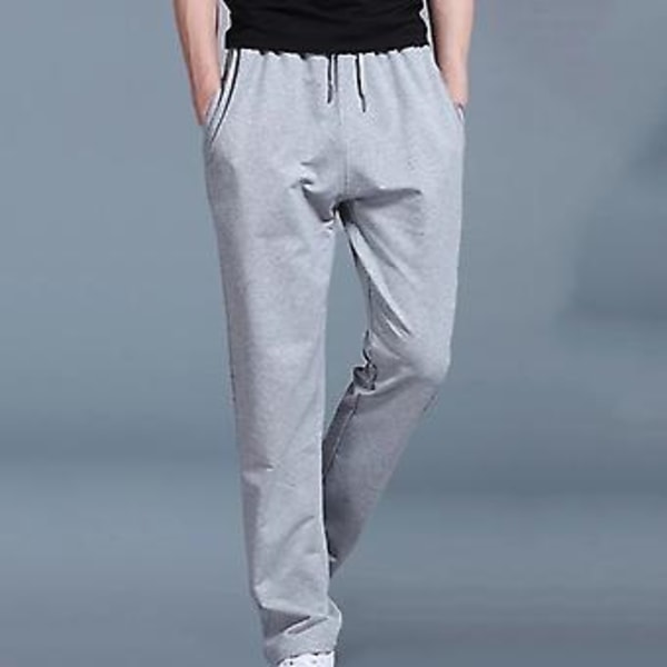 Fianao Byxor Solid Färg Rak Casual Lös Byxor med Snodd för Hemmet (4XL Mörkgrå)