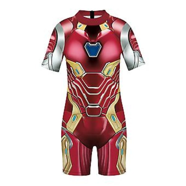 Badedrakt for gutter, endelte, sommerbadedrakt, surfdrakt, strandklær, 5-12 år (7-8 år Iron Man)