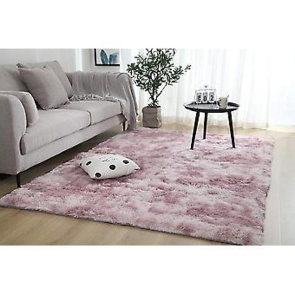 Fong Blød Moderne Indendørs Shaggy 4x6.6 Tæppe Til Soveværelse Stue Kollegieværelse Børneværelse Hjem Dekorativ, Skridsikker Plys Blød 2.6 x 5.2 Ft. Pink