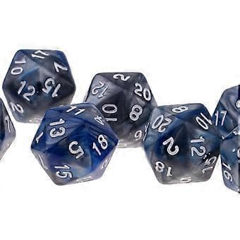 10x10 st 20-sidiga tärningar Polyedriska tärningar för D&D TRPG Cup Spel Blå + Grå
