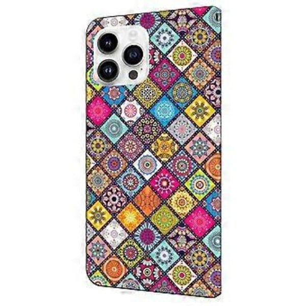 Til iPhone 16 Pro Cover Mønsterprintet Beskyttelsescover TPU+PU Læder Flip Telefon Cover (Style B)