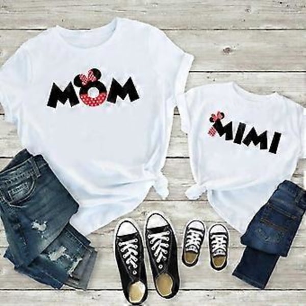 Dam T-shirts Familj Matchande Kläder Mamma Barn Mus tecknad Kläder Pappa Mamma Bror Syster Tryck Mode T-shirt Sommar Toppar Kläder (Pappa-3XL)