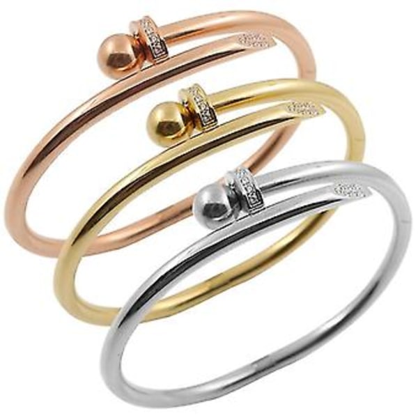 Ruostumattomasta teräksestä valmistettu kultavärinen kristalliranneke, tyylikäs ja luksusmerkkinen, naisille ja tytöille, koristeellinen koru, lahja (Rose Gold Bangle)