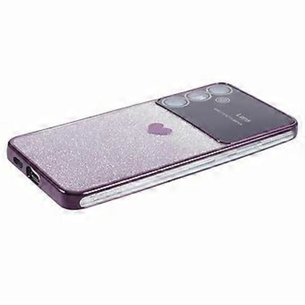 Glitter Gradient Cover til Samsung Galaxy S23 FE med Elektropletterede Kanter TPU Telefon Cover (Mørk Lilla)