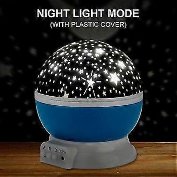 Stjerneprojektor Lampe Børneværelse LED Natlys Dekor Roterende Stjerne Måne Galakse Projektor Bordlampe (A)